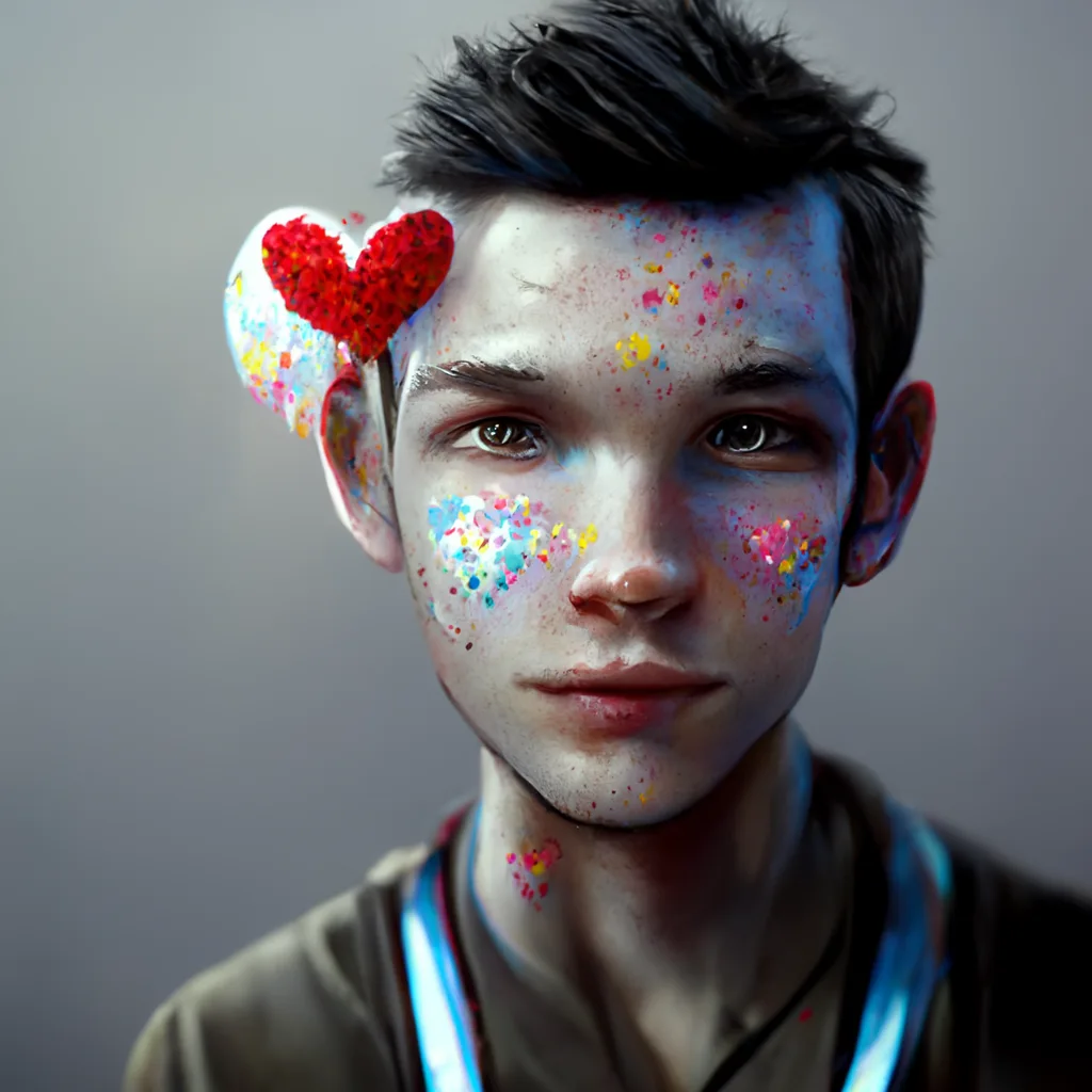 text-to-image art-upscale of a cute young man